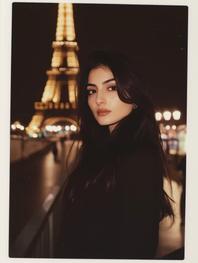 Stylish Woman with Eiffel Tower Background