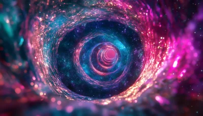 Glowing Neon Cosmic Tunnel