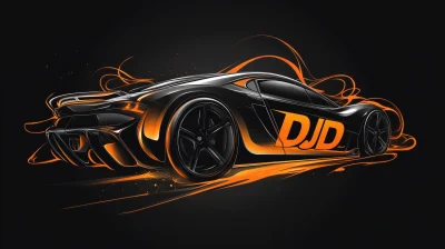 Vector Logo Design with DJD Text and Vector Cars