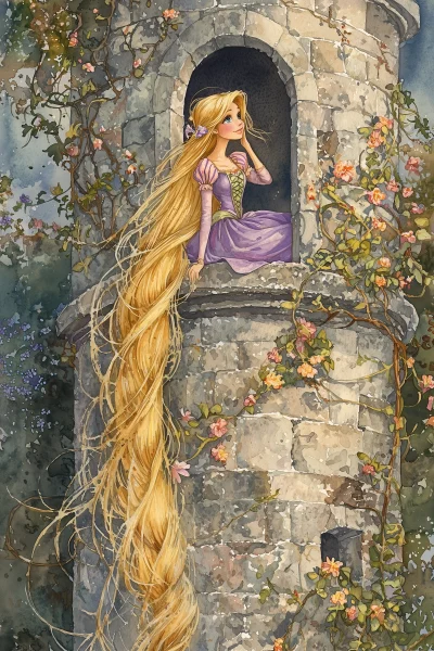 Rapunzel’s Golden Hair Illustration