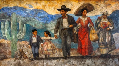 Mexican Family Crossing Border