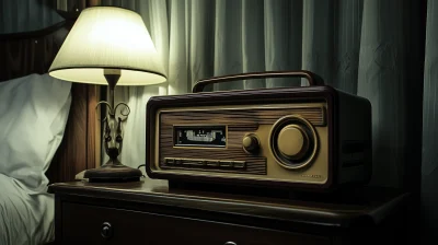 Midnight Bedroom Shot with Art Deco Radio