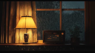 Cozy Room with Lamp and Radio