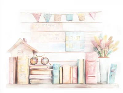 Shabby Chic Watercolor School Sticker