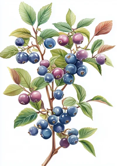 Ripe Blueberry Bush with Berries