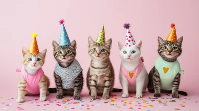 Happy Baby and Cats Party Photo