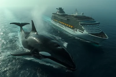 Menacing Killer Whale in the Ocean