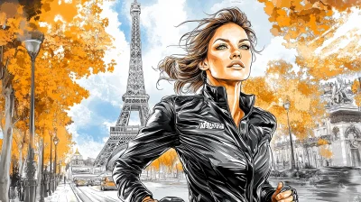 Woman Running in Paris