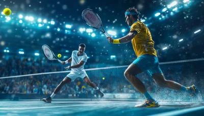 Tennis Players in Action