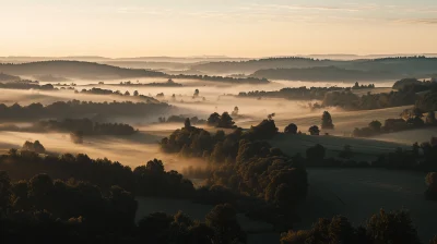 Misty Morning Landscape at Dawn