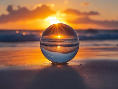 Beach Sunset Glass Sphere