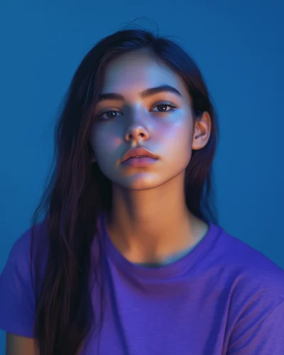 Portrait of a Young Woman in Purple