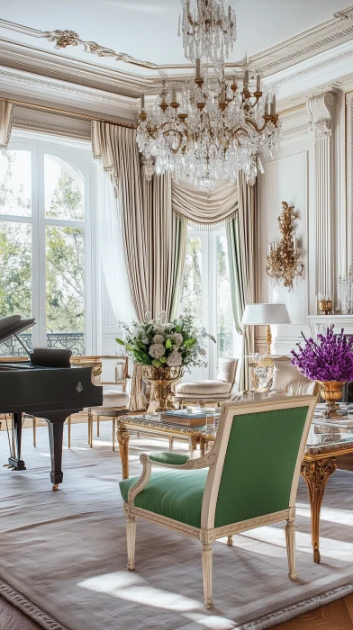 Neoclassical Living Room with Grand Piano