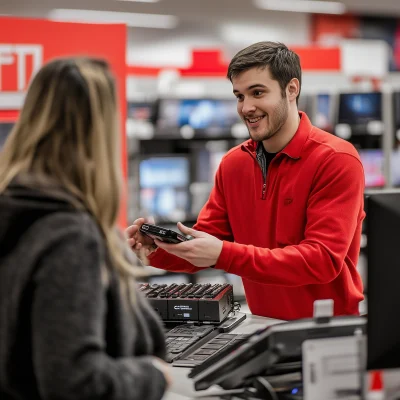 Electronics Salesman at Work