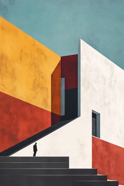 Architecture Illustration in Minimalist Art Style