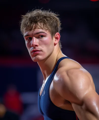 College Wrestler in Singlet