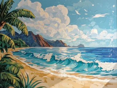 Wave Beach Scene