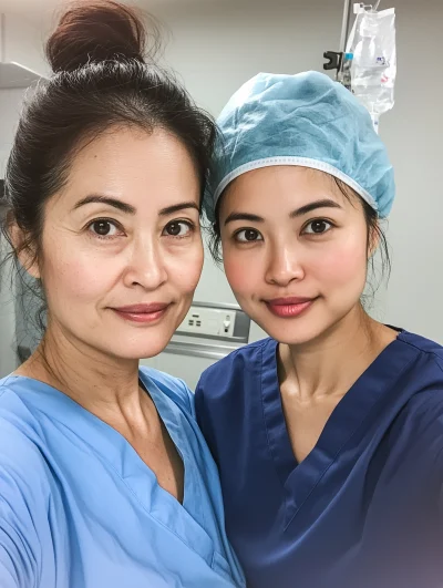 Tired Nurses in Hospital Room