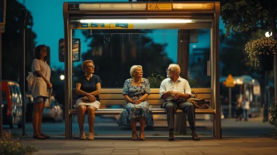 Diverse People at Bus Stop