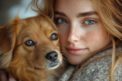 Young Woman with Pet Dog