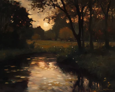 Tonalist Nocturne Landscape