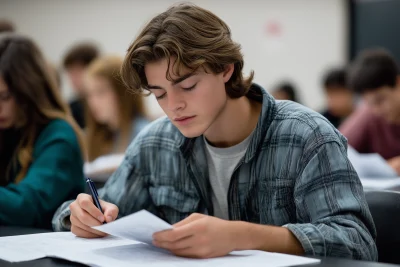 Students Taking a Test in Classroom