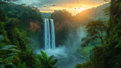 Amazon Rainforest Waterfall