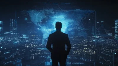 Businessman with Hologram Technology Chart