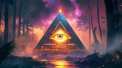 Forest Pyramid with Glowing Eye