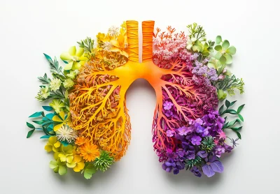 Creative Anatomical Lungs with Paper Cut Out Plants and Flowers