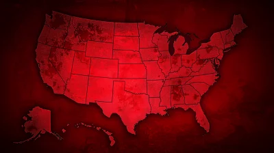 Red-Coloured Map of America