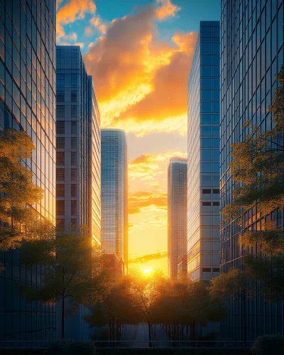 Urban Skyline at Golden Hour