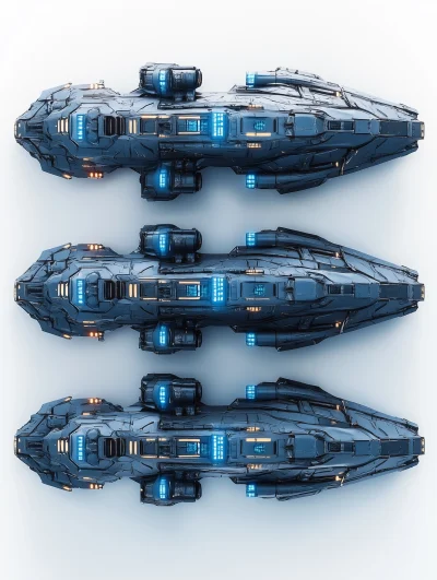 Futuristic Spaceship Lineup