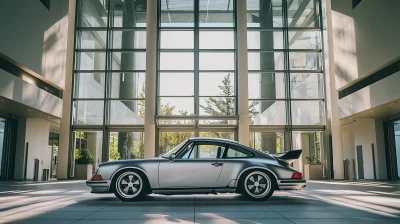 Minimalist Architecture and Silver Porsche