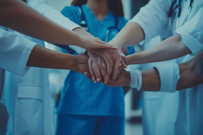 Multiethnic Medical Team Stacking Hands