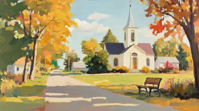 Small Town Church Landscape