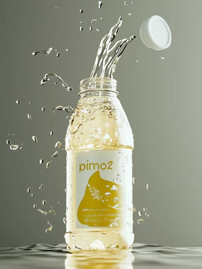 Soda Pouring Out of Transparent Bottle