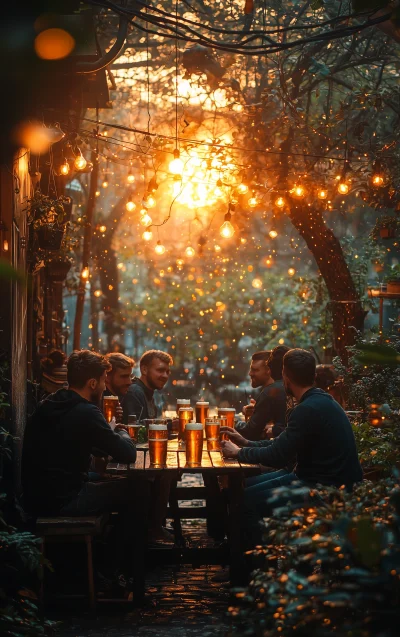 Friends Enjoying Beer Outdoors