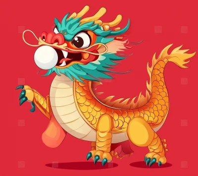 Chinese Dragon Cartoon Vector Illustration