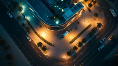 Night Cityscape with Ambulance