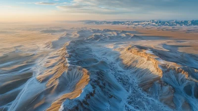 Snowy Gobi Desert Mountainous Basin