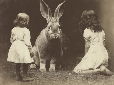 Vintage Sepia Rabbit Cult Surrealism