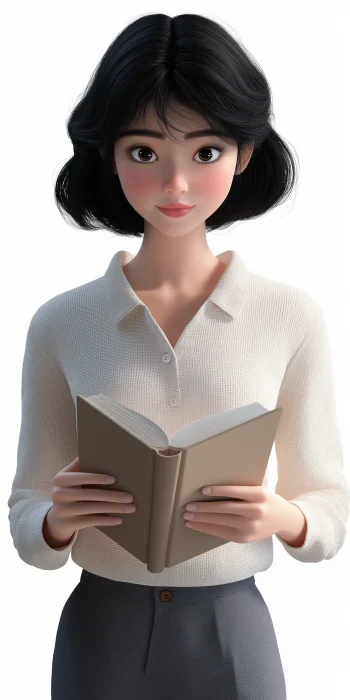 Young Female Teaching Assistant Holding a Book