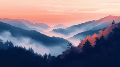 Misty Autumn Morning Illustration