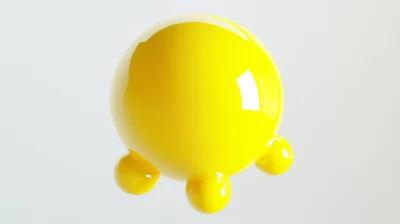 Bright Yellow 3D Morphic Blob