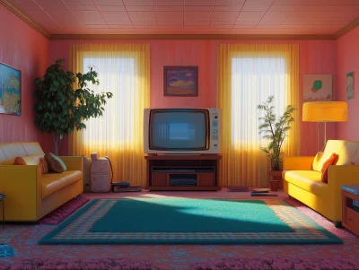 1980s Living Room Scene