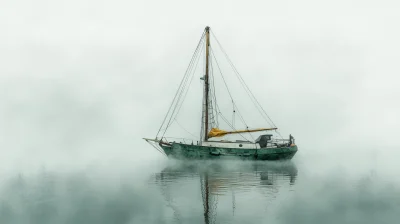 Misty Morning Sail Boat