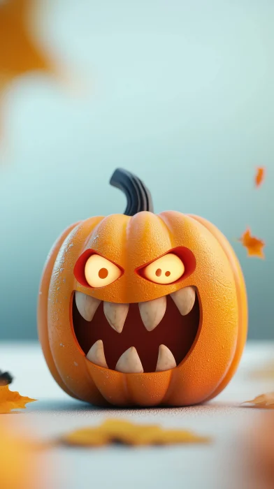 Cute Spooky Pumpkin with Smartphone