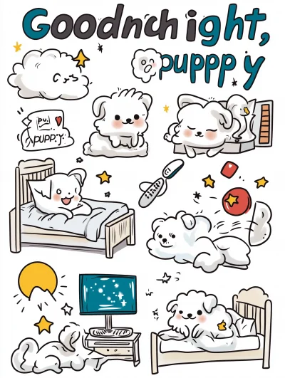 Kawaii Cloud Dog Sticker Sheet