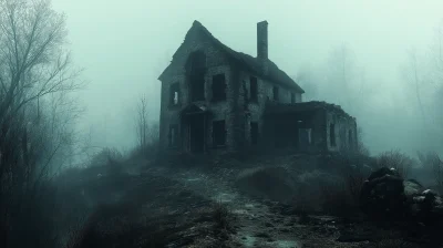 Mysterious Abandoned Building in the Mist